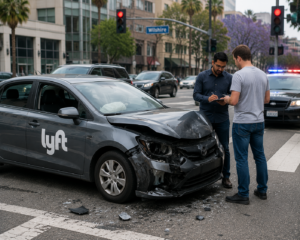 Vehículo de rideshare involucrado en un accidente urbano